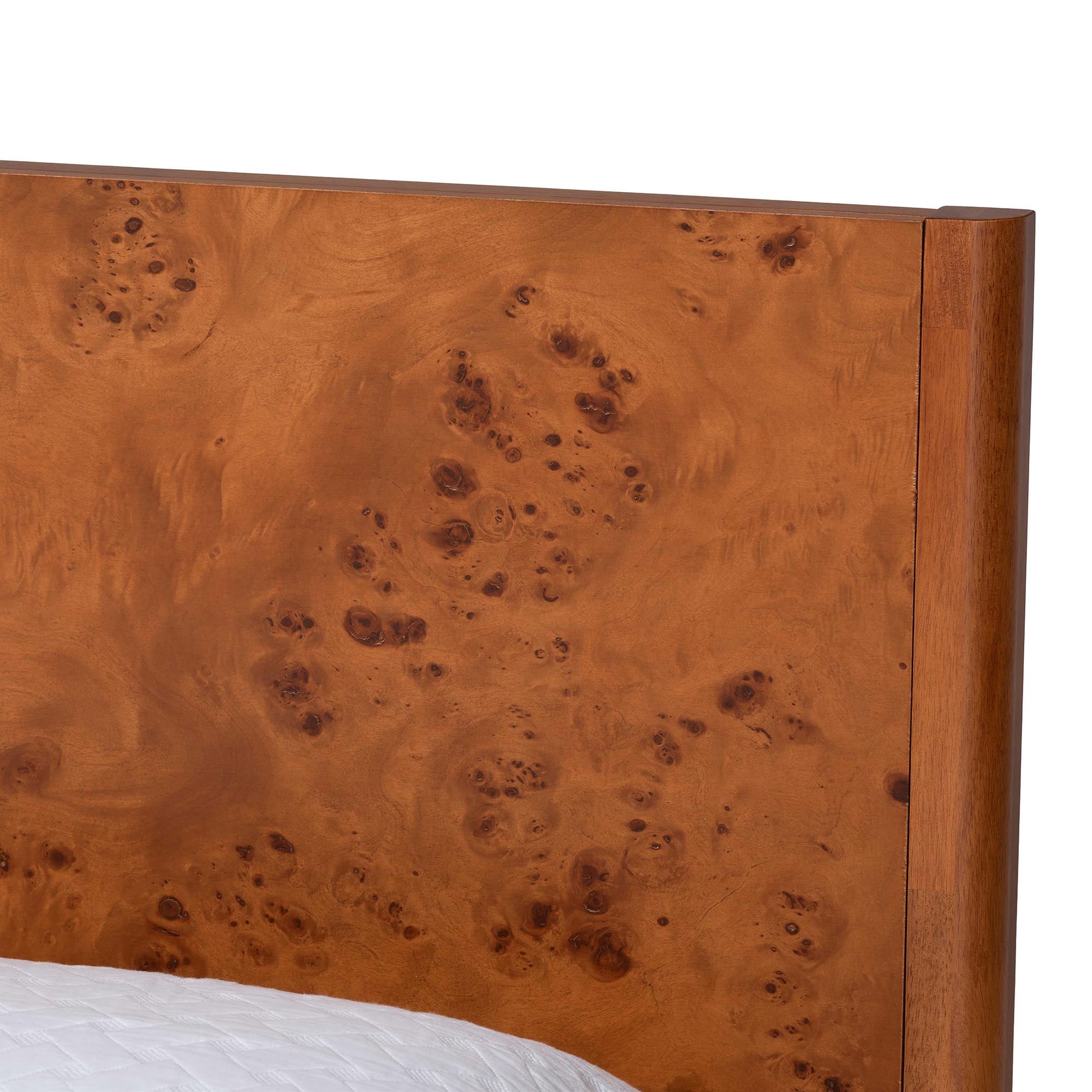 bali & pari Fuentes Modern Platform Bed, Queen, Light Cherry Mappa Burl