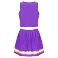 thumbnail image 2 of TiaoBug Kids Girls School Cheerleading Uniform Athletic Gymnastic Dancewear Sequins Printed Crop Top with Mini Skirt Sets Purple 12, 2 of 7