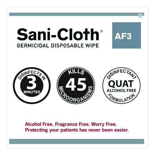 Sani-Cloth AF3 Germicidal Disposable Wipes, 6 x 6.75, White, 160 Wipes/Canister, 12 Canisters/Carton | Bundle of 2