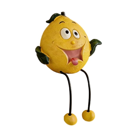 Homellea Funny Fruit Resin Shelf Sitter, Cute Fruit Figurine with Dangling Legs, Whimsical Desktop Ornament for Bookshelf, Windowsill, Kitchen, Living Room, Garden and Gift, 7.2 in