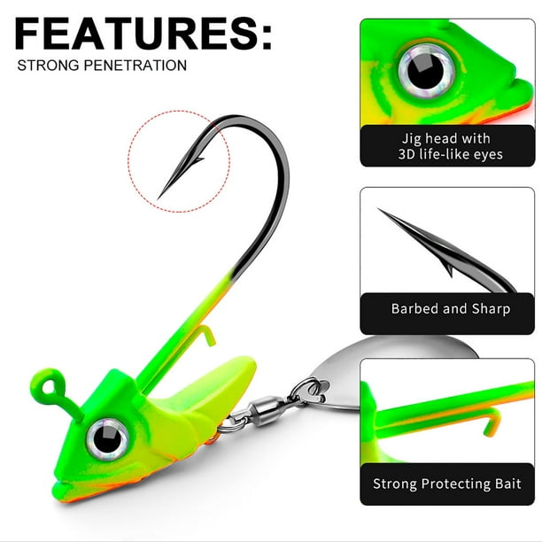 Ourlova Jig Head Hooks Weighted With Spinner Blades 7.5g 10.5g 15g Fishhook  For Soft Bait Fishing Tackle Accessories 