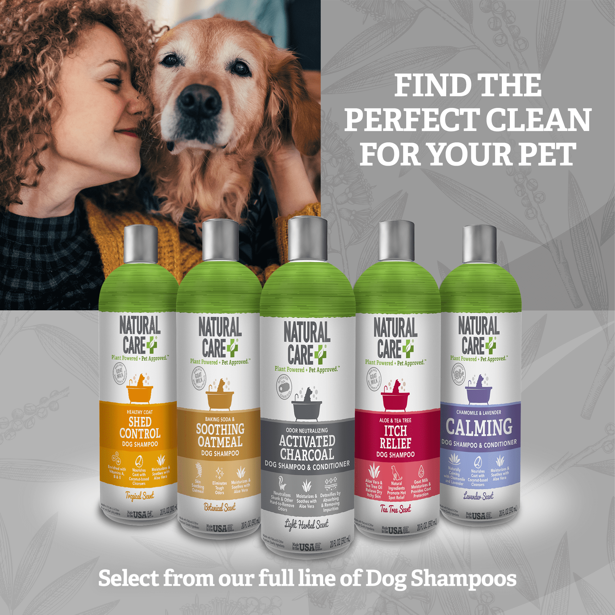 Natural Care Charcoal Shampoo for Dogs - Light Herbal Scent- 20oz.