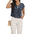 thumbnail image 5 of Cueply Womens Summer Tops Short Sleeve V Neck Dressy Casual Chiffon Blouses T Shirts Tops, 5 of 6