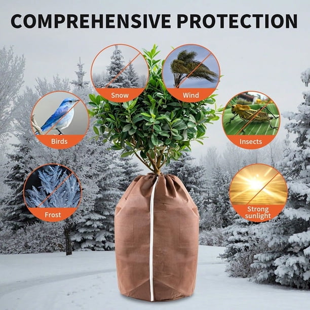 Protector de Maceta Plantas Invierno 45 X 50 cm, Protector Térmico para Macetas para Plantas con Cremallera y Cordón de Protección para Plantas