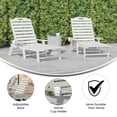thumbnail image 4 of Flash Furniture Monterey Set of 2 Adjustable Adirondack Loungers with Cup Holders- All-Weather Indoor/Outdoor HDPE Lounge Chairs in White, 4 of 13