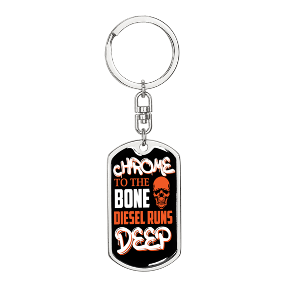 Chrome Swivel Keychain Dog Tag Stainless Steel or 18k Gold