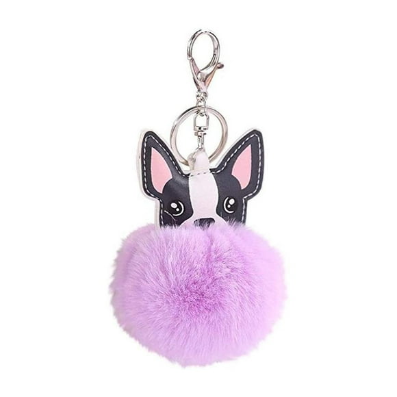 Faux Fur Puff Ball Keychain Bag Car Ring Pendant Keyrings