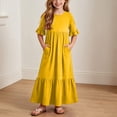 thumbnail image 3 of Auroural Girls Long Dresses Girls Summer Casual Dress with Ruffles Short Sleeve Round-Neck Dress for 4-14Y, 3 of 8