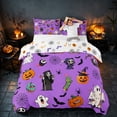 thumbnail image 3 of Homewish Halloween Cartoon Ghost Duvet Cover Queen, Bat Pumpkin Queen Bedding, Lavender Purple Black Orange, Pumpkin Bat Reversible 3-Piece, 1 Duvet Cover and 2 Pillowcases, 3 of 7