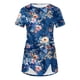 thumbnail image 4 of Blusas de Manga Corta para las Mujeres Botón Impreso Cuello Redondo Top Casual, Blusas para las Mujeres Casual, 4 of 5