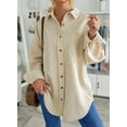 thumbnail image 5 of Women Corduroy Shirts Jacket Shacket Casual Button Down Long Sleeve Oversized Tops Plus Size, 5 of 5