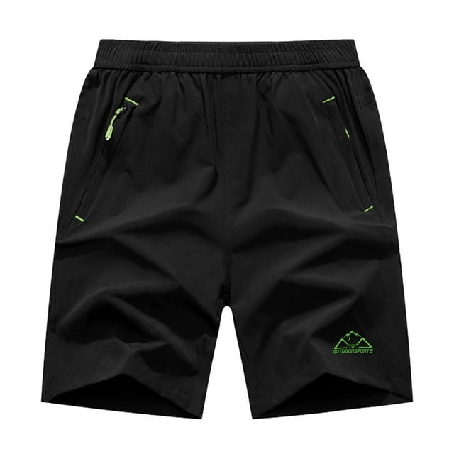 Rdruko Pantalones cortos de senderismo para deportes al aire libre para hombre, pantalones cortos ligeros para correr activos con ajuste seco y bolsillo (negro, verde, EE. UU. XXXL)