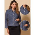 thumbnail image 2 of DARING DIVA Pearl Button Contrast Trim Coats Fashion Jackets M Navy Blue, 2 of 6