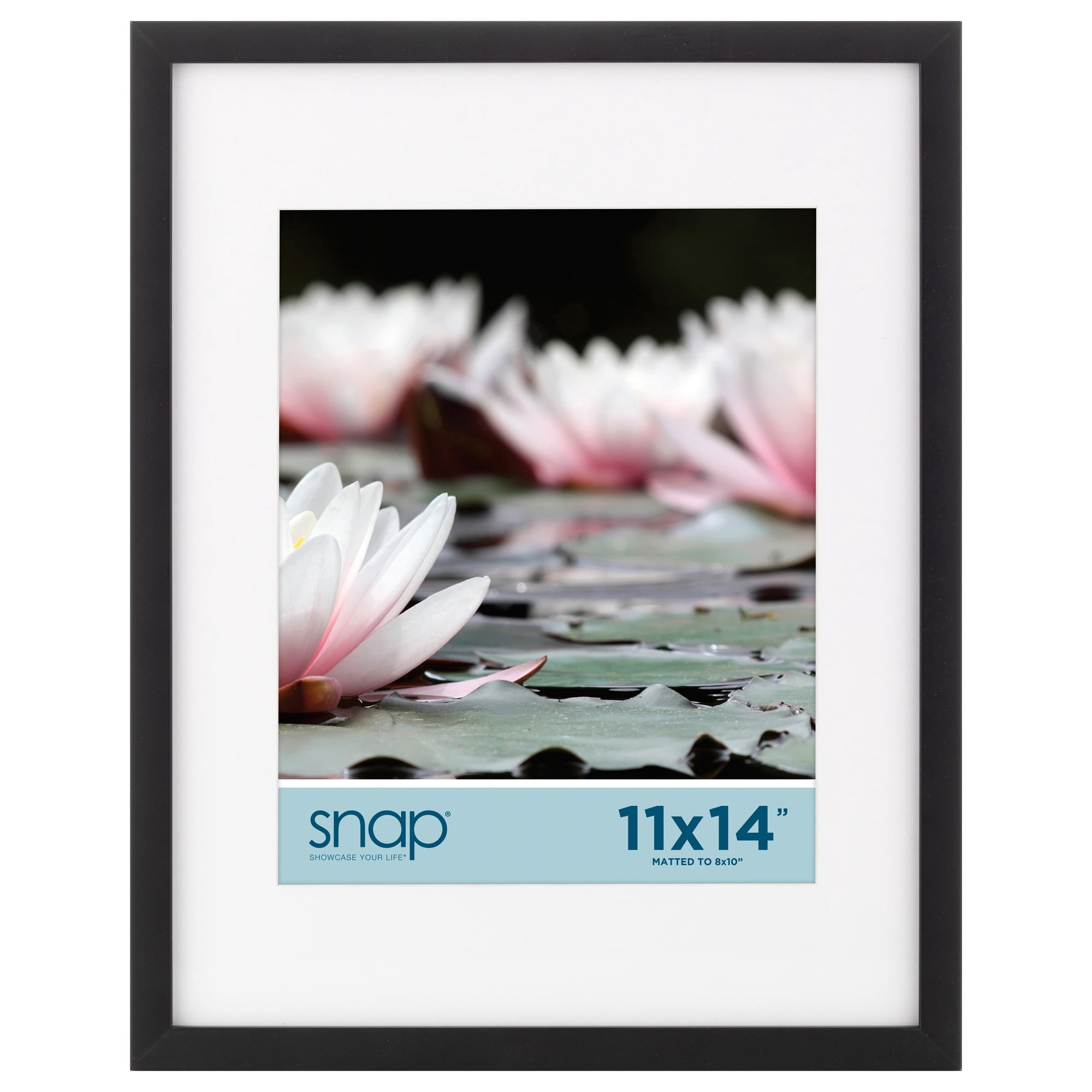 Snap 11"x14" Black Wall Picture Frame with Single White Mat for 8"x10" Image