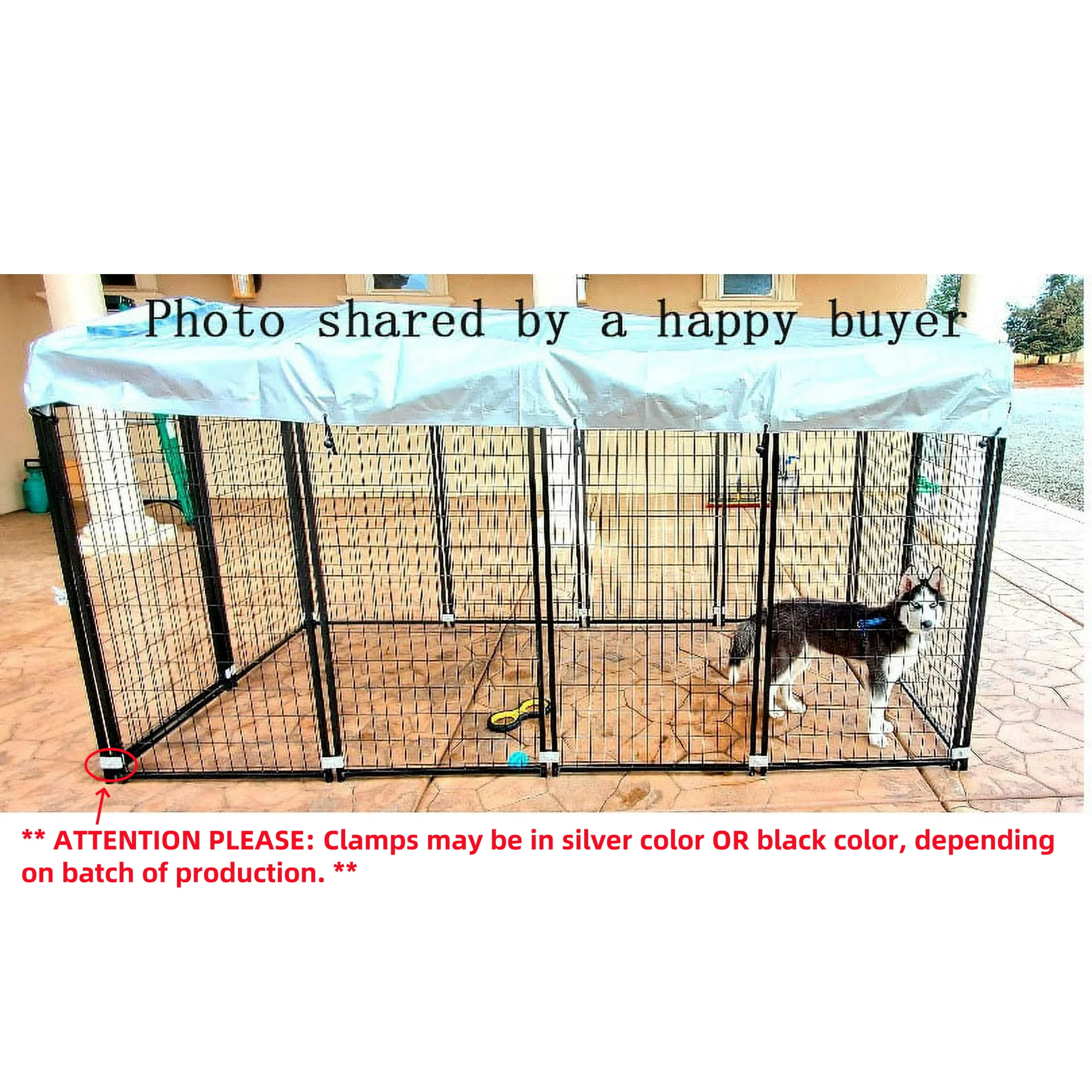 omitree Modular Dog Kennel with Heavy Duty Welded Steel Panels and Pet Cover, 5' W x 10' L x 5.5' H