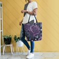 thumbnail image 4 of FORMRS Womens Canvas Tote Bag with Zipper Inner Pocket Shoulder Handbag, Roses and Pearls, 4 of 7