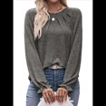 thumbnail image 3 of Camisas de Larga para Mujer, Moda Otoño 2025, Blusas Elegantes e Informales, Blusas Tipo Túnica Plisadas con Cuello Redondo. Gris Oscuro XL, 3 of 10