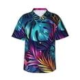 thumbnail image 1 of Balery Colorful Tropical Leaves Camisas hawaianas de manga corta para hombre, camisas playeras de corte holgado, camisas de vacaciones con botones,XX-Large, 1 of 7
