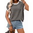 thumbnail image 3 of Women'S Sweater Vest Striped Pullover Tank Top Round Neck Cap Sleeve Light-Weight Summer Casual Clothes Gray S, 3 of 9