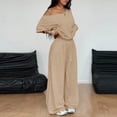 thumbnail image 4 of Scacto Women's Minimalist 2-Piece Streetwear Set, Off Shoulder Tee & Wide Leg Sport Pants, Comfortable Daily Outdoor Casual Outfit sets, 4 of 6