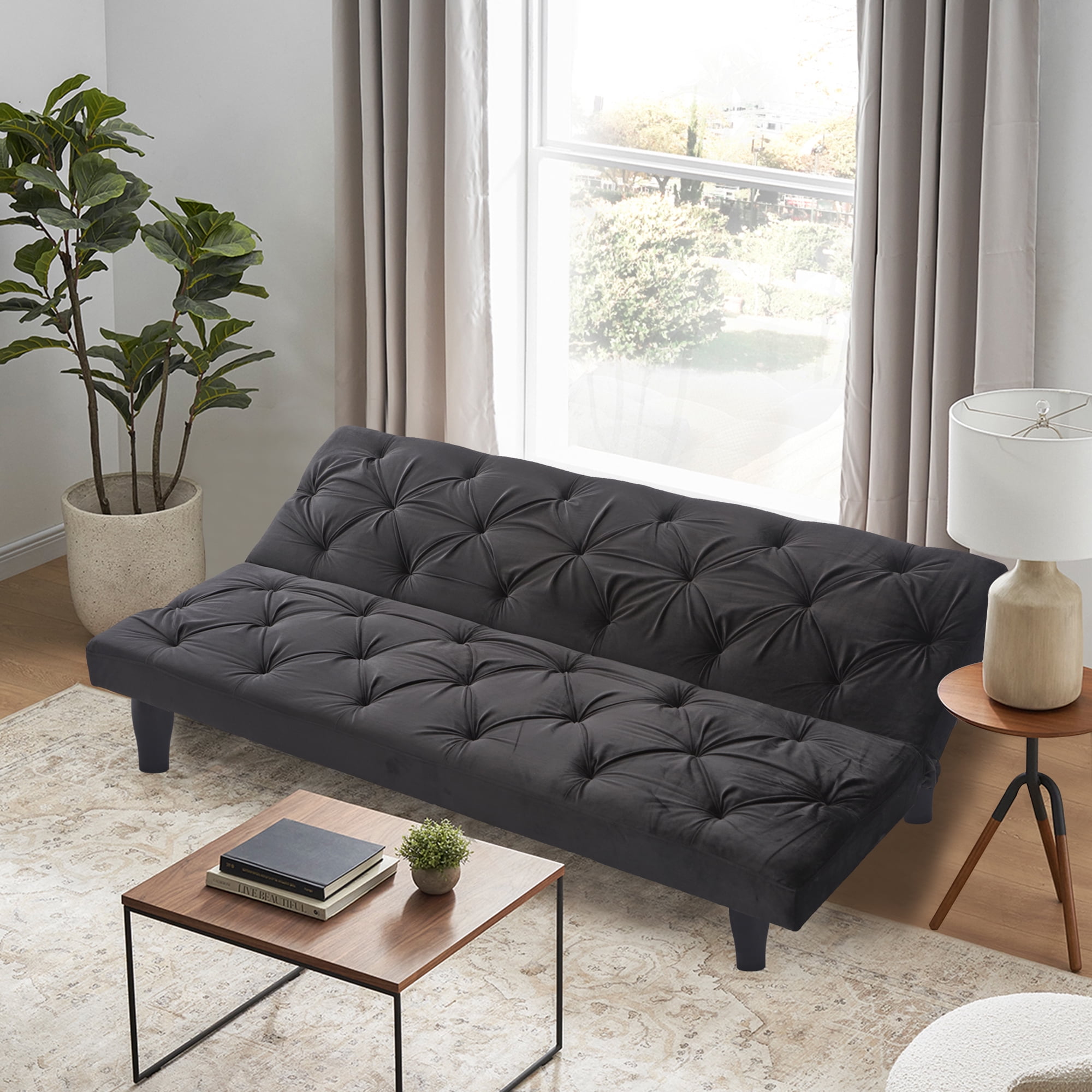 Convertible Futon Sofa Bed with Adjustable Backrest Loveseat Sleeper Couch Suitable for Family Living Room,Apartment, Bedroom