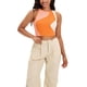 thumbnail image 2 of ATHLECHIC Camiseta sin mangas de verano de bloques de color para mujer, con cuello redondo, básica y corta, color naranja, 2 of 5