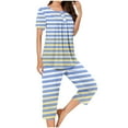 thumbnail image 3 of Bovxnpu Womens Plus Size Pajama Sets, 2 Piece Loungewear For Women, Women's Fashionable Casual Loose Printed Round Neck Button Up Capris Pajama Set S, 3 of 6