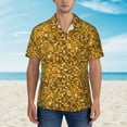 thumbnail image 2 of Pofeuu Bright Shiny Golden Print Hawaiian Shirt for Men Sleeves Casual Button Down Summer Beach Dress Shirts T-Shirts,X-Large, 2 of 7