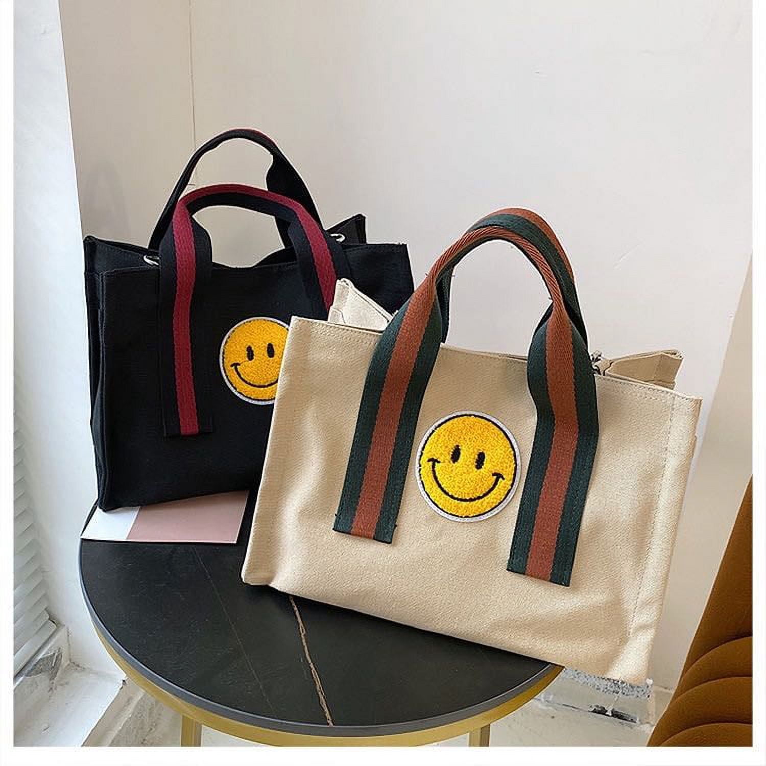 Smile Midi Canvas Tote Crossbody shoulder Bag