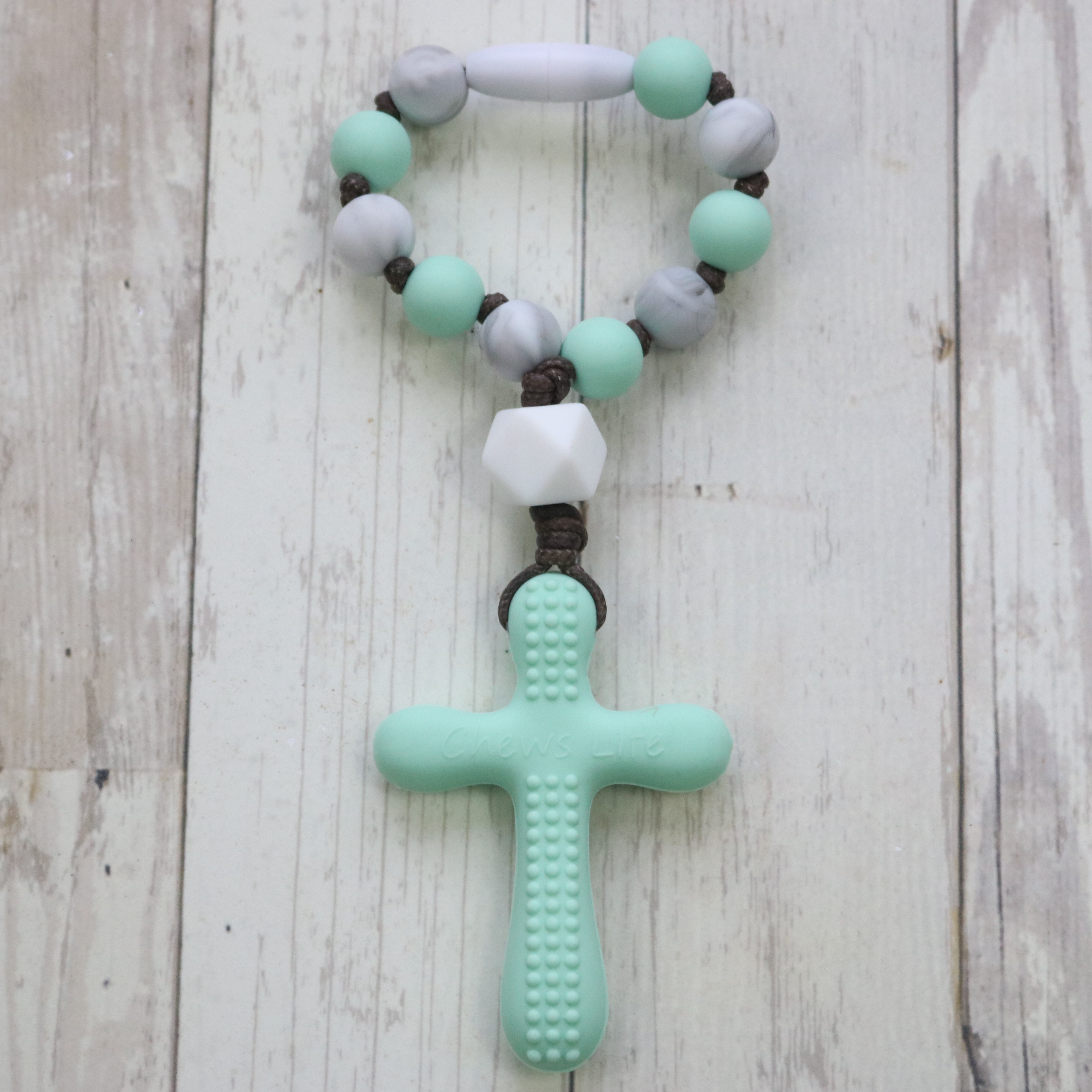 Chews Life Soft Teething Chew Decade Rosary for Baby, Catholic Baptism