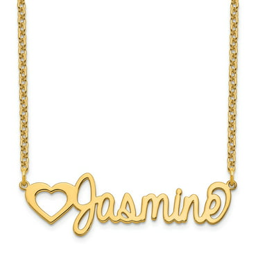 Solid 10k Yellow Gold Underlined Nameplate Pendant Necklace Charm Chain 18