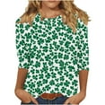 thumbnail image 5 of FDGIU ‌‌‌‌‌‌‌Women's St. Patrick's Day Graphic Tee - Short Sleeve Crew Neck Comfort Fit Shamrock Print, 5 of 5