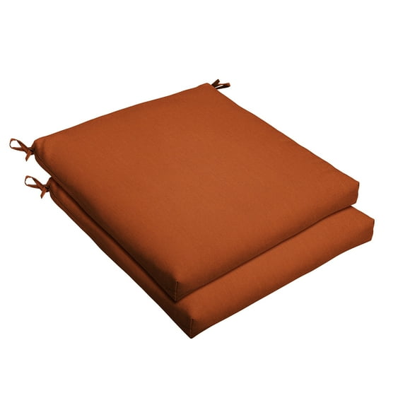 Sorra Home Sunbrella Bristol Square Chair Cushion (Set of 2) - Fade & Water Resistant, Outdoor & Indoor Patio Seat Cushion with Plush Foam - Canvas Rust (19" x 19" x 2.5")