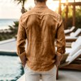 thumbnail image 5 of Mfakffe Men Linen Shirt Button Down Long Sleeve Beach Band Collar Casual Summer Shirts, 5 of 5