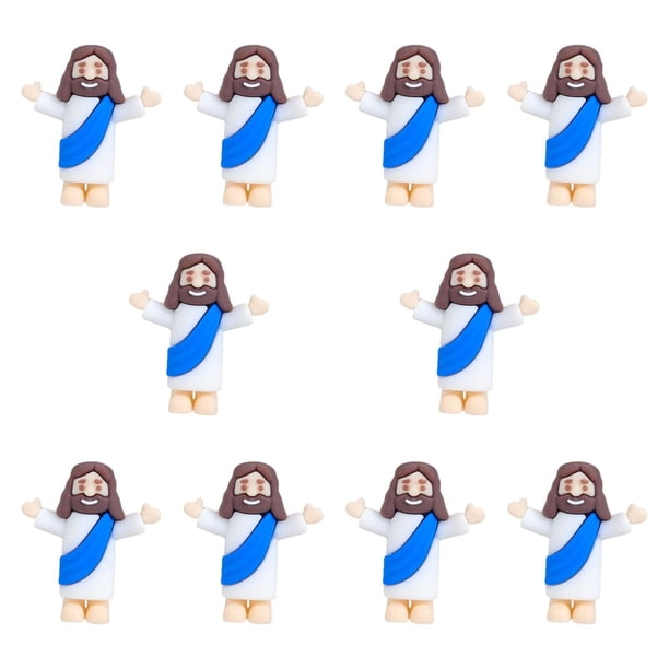 10 piezas Mini figuritas de Jesús decoración artesanal adorno de mesa pequeños juguetes de Jesús estatua sagrada para huevos de Pascua estantes de