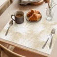 thumbnail image 3 of Cream Palm Leaves Coastal Placemats Set of 4 Summer Tropical Botanical Boho Place Mats Indoor Wipeable Table Mats Washable Cloth Dining Table Placemats for Kitchen Holiday Party Home Decor 13x19 Inch, 3 of 9