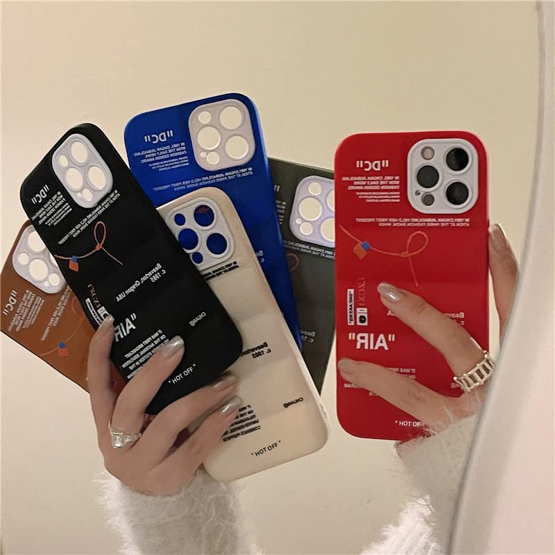 Hot Off Sports Shoes Brand Phone Puffer Case Puffy Cover for iPhone 14 14Pro 14 Plus 14 Pro Max Sneakers ins White or Black Label Soft Cover- Brown for iPhone 14 PLUS - image 2 of 5