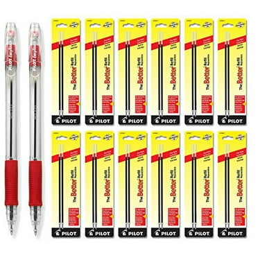 Pilot EasyTouch Ball Point Stick Pens, Fine Point, Red Ink 2 Pens & 24 Refills
