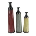 thumbnail image 6 of DecMode 32", 27", 22"H Tall Enameled Bottleneck Floor Multi Colored Metal Vase with Chevron Pattern, Set of 3, 6 of 15
