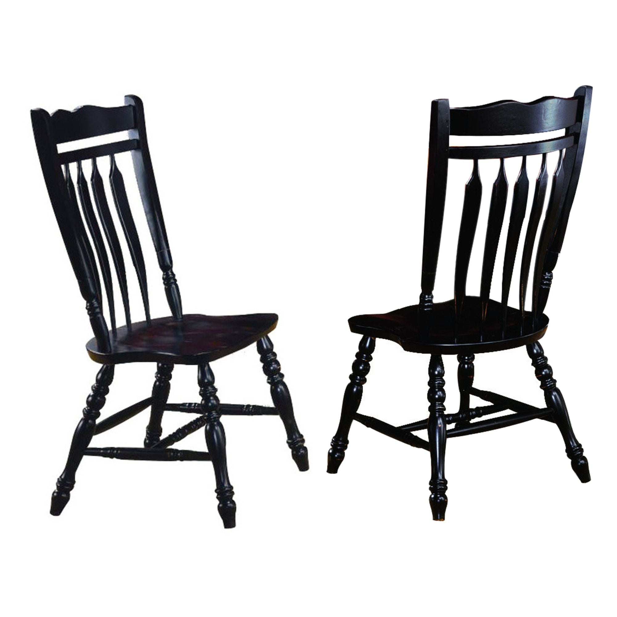 The Hamptons Collection Set of 2 Antique Black Curved Back Wooden