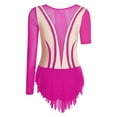 thumbnail image 4 of iiniim Justaucorps de Gymnastique Rythmique pour Femmes Manches Irrégulières Robe de Patinage Artistique Rose Vif L, 4 of 6