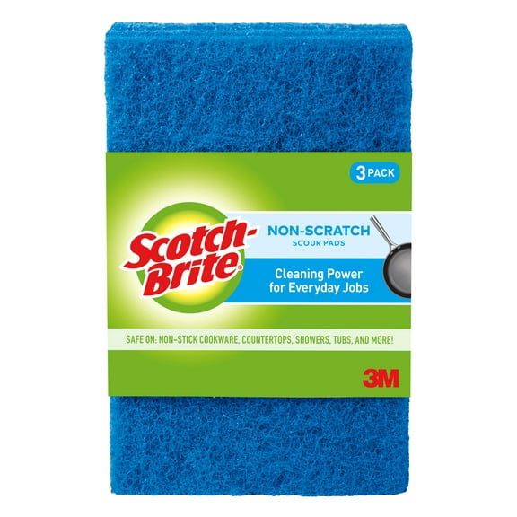 Non-Scratch Scour Pads, Size 3 X 6, Blue, 10/carton | Bundle of 5 Cartons