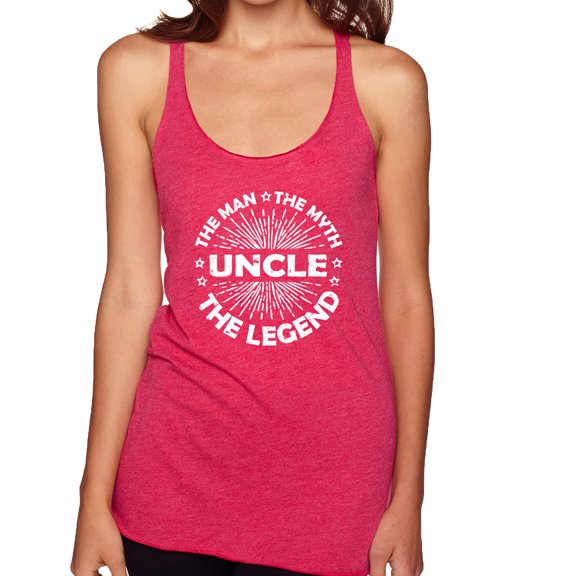 Wild Bobby, Uncle Man Myth Legend Funny Dad Uncle Papa Granpa Dad Gift, Father's Day, Women Tri-Blend Racerback Tank Top, Shocking Pink, Large