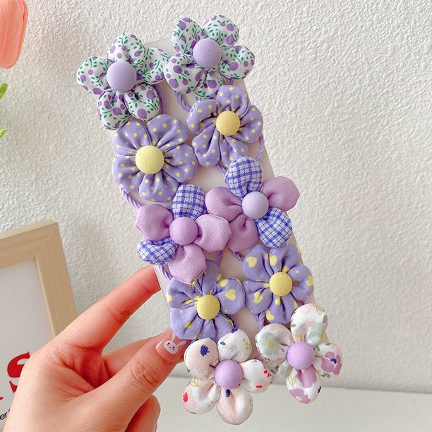 Bandas para el pelo de flores para niña, accesorios para el cabello de goma suave, soporte para cola de caballo, 10 unidades por Set