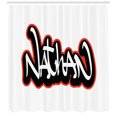 thumbnail image 3 of Ambesonne Nathan Shower Curtain, Boys Name Graffito Art, 69"Wx70"L, Vermilion White, 3 of 3