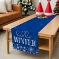 thumbnail image 6 of Christmas Table Runner Hello Winter Table Runners Snowflake Blue Cotton Linen Dresser Scarf Kitchen Dining Table Decor for Christmas Holiday Party Decor 13x72 Inch, 6 of 9