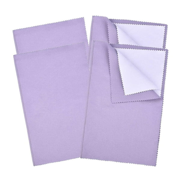 4 paños de limpieza para joyas, paños de pulido para pulir plata, microfibra suave. Púrpura claro