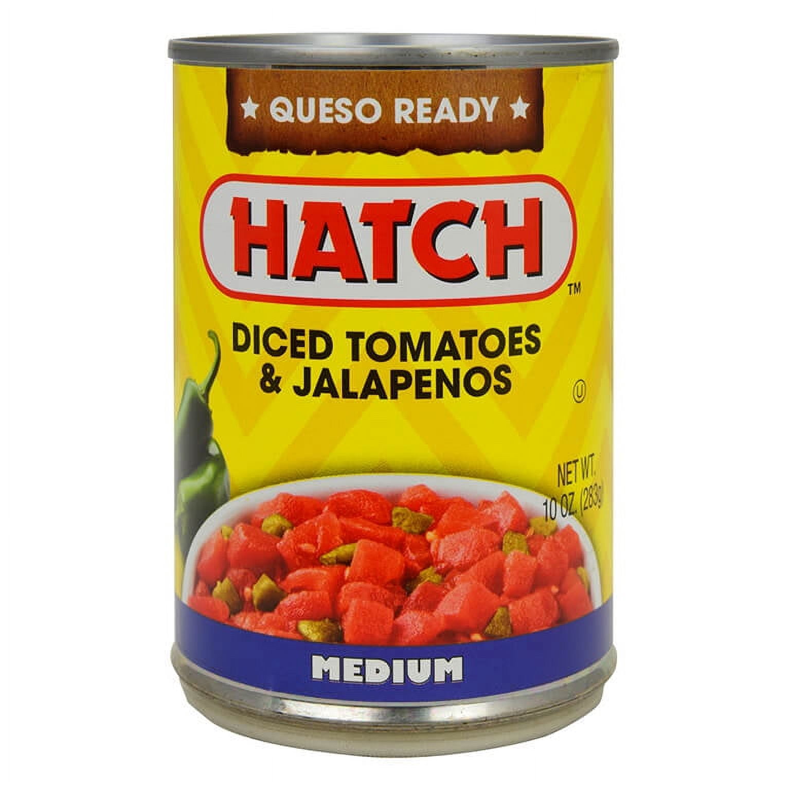 (12 pack) HATCH Medium Diced Tomatoes & Jalapenos, 10oz, Kosher, Gluten Free, Non-GMO Project Verified