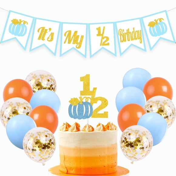 Artículos de fiesta DOMOO OF DREAMS Pumpkin 1/2 Birthday Blue