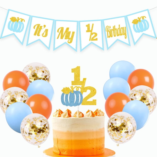 Artículos de fiesta DOMOO OF DREAMS Pumpkin 1/2 Birthday Blue